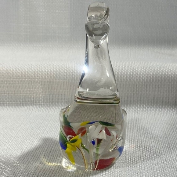 Other - Hand Blown Art Glass Swan Figurine Multi Color Paperweight 4 Inch